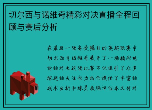 切尔西与诺维奇精彩对决直播全程回顾与赛后分析